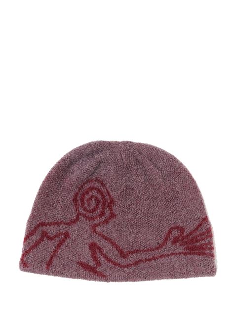 cappello moscot mohair mixed knit beanie uomo marrone HIKING PATROL | AW25303MAROON
